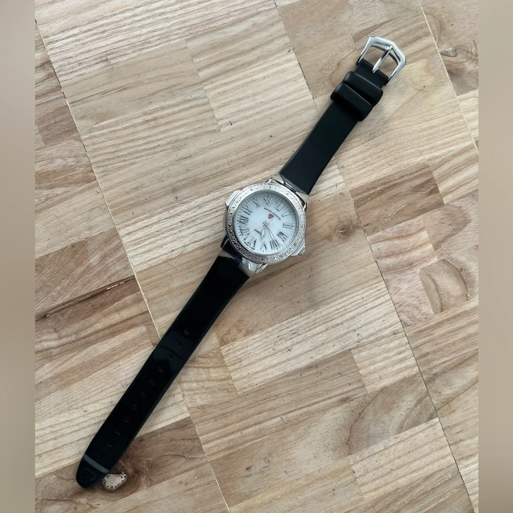 Swiss Legend Diamonds Ladies Watch Pearl Dial Date Window Poly Strap IOB
